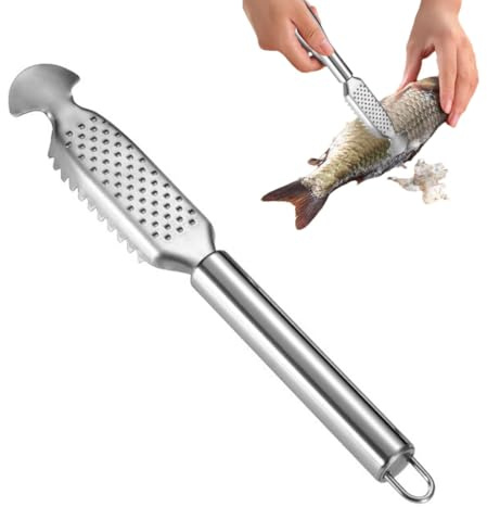 NHQZ Squamatore for Pesce in Acciaio Inossidabile, Raschietto Pulizia Pesce, per Squame di Pesce più Veloci e Facili Rimuovere.