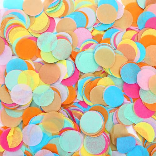 IANFAN Konfetti Bunt 80g, Rund Konfetti 2.5cm Groß Mehrfarbig Papier Pastell Confetti Rund Tischdek Streudeko Tischdeko zum Befüllen Luftballons Geschenkbox für Geburtstag Feier Party Hochzeit