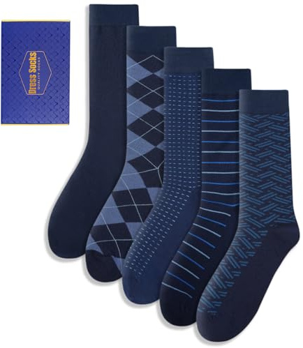 Caldodo Mens Socks 7-11, Cotton Smart Dress Socks for Men, Navy