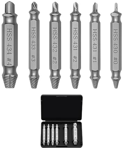 6 Pezzi Estrattore Viti Danneggiate, HSS 4341Viti Spanate,Set Di Strumenti Per La Rimozione Di Bulloni Set Di Strumenti Dispositivo Di Rimozione Bullone Rotto
