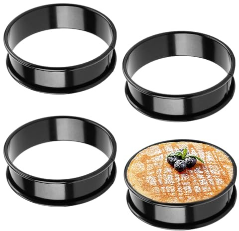 4 Pcs Crumpet Rings Non Stick 8 cm, Stainless Steel Egg Rings for Frying, English Muffin Pancake Round Moulds for Pastry for Pancake Cake Pastry Muffin Cookie Fried Kitchen