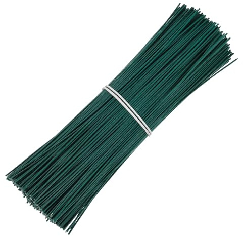 CIYODO Bridas de Sujeción para Jardinería 1000 Unidades Alambre de Amarre de Hierro Galvanizado Flexible y Resistente 055 MM Diámetro 15 CM Longitud Color Verde Hierba Ideales para