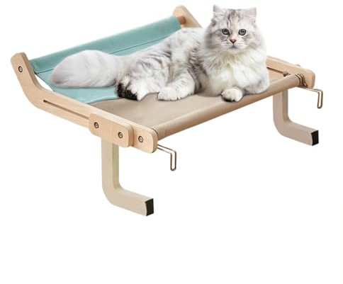 Cat Window Bed - Adjustable Feline Hanging Hammock, Raised Cat Lounger | Elevated Resting Furniture Comfort System Relaxation Support with Windowsill Bedside Cabinet Drawer Installation