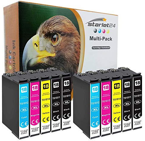 Starlet24 18XL 18 Multipack Kompatibler Ersatz für Epson 18XL 18 Druckerpatronen für Epson XP-305 XP-215 XP-225 XP-412 XP-422 XP-325 XP-312 XP-315 XP-205 XP-415 XP-425 Drucker, 10er Pack