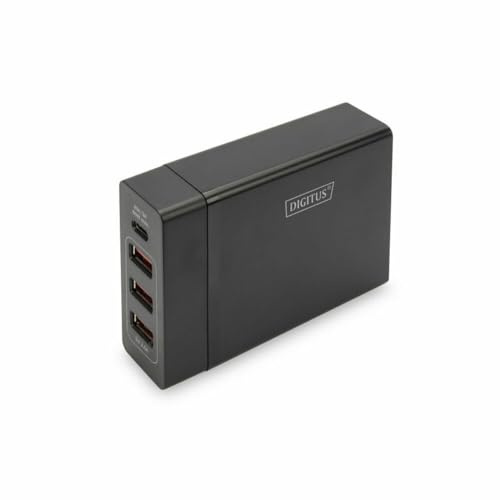 DIGITUS Universal Ladegerät 72 W – 1-Port USB-C – 3-Port USB-A – Schnellladegerät Power Delivery (PD 3.0) – Für iPhone, iPad, Samsung Galaxy, Pixel, Xiaomi, Motorola, Huawei – Schwarz