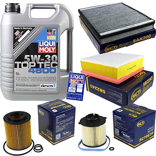 Filter Set Inspektionspaket 5 Liter Motoröl Top Tec 4600 5W-30 SCT Germany Innenraumfilter Kraftstofffilter Luftfilter Ölfilter