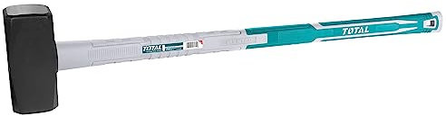 TOTAL - Maza Albañil | 4 kg y 900 mm de Largo | Adecuado Para la Construcción | Alta Resistencia al Impacto | Cabeza Cuadrada de Acero al Carbono Forjado | Mango de Fibra