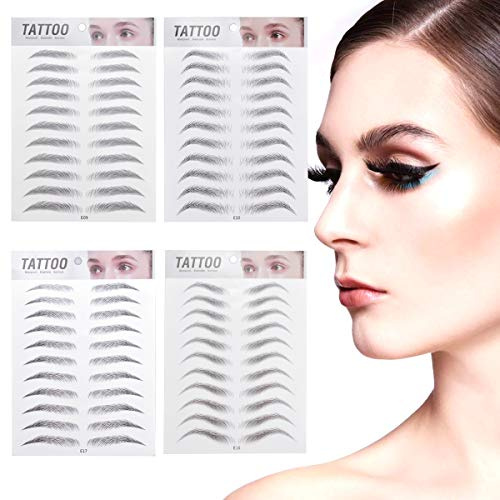 Dokpav Patch Pour Sourcils, 4pcs Cheveux Sourcils Semi-Permanent Patch, sourcils authentiques comme des cheveux, Tatouages de sourcils d'imitation, paresseux sourcils autocollants pour femmes
