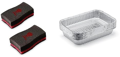 Weber 6415 Small 7-1/2-Inch-by-5-inch Aluminum Drip Pans, Set of 10 & 17688 - Spugna, Nero 2pezzo(i)