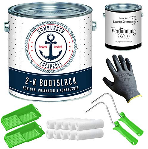 Vernis marin 2K brillant pour bois et métal turquoise pastel RAL 6034 vert Pour GFK/Plastique/Polyester laque yacht peinture bateau avec kit (X300) et Diluant (1 L) (2,5 L) Hamburger Lack-Profi