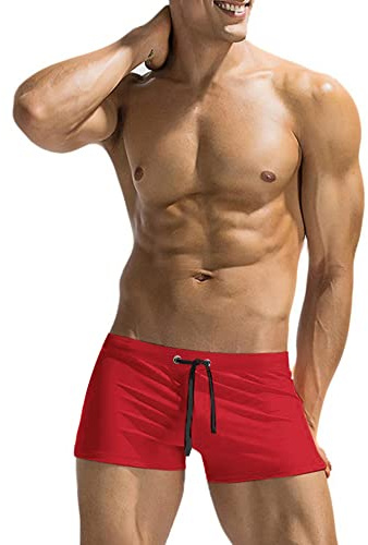 COOFANDY Mens Quick Dry Lightweight Square Leg Cut Trunks Swimwear (with Swim Cap)