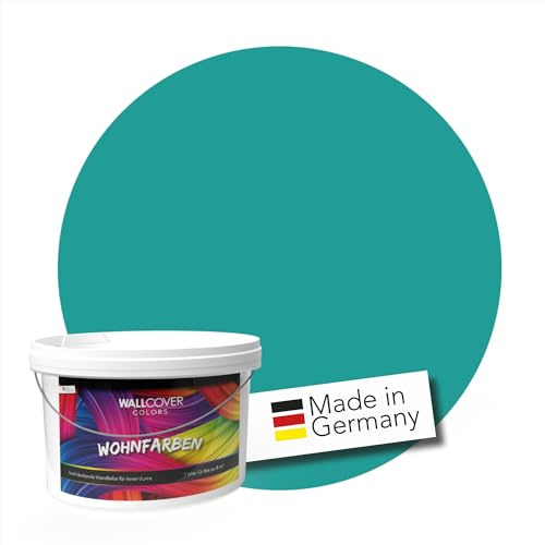 WALLCOVER hochwertige Wandfarbe für Innen | Petrol Grün Petrolgrün | 2.5L für 20m² | Hochdeckende Innenfarbe Matt (Klasse 1) | Profi Qualität aus Deutschland