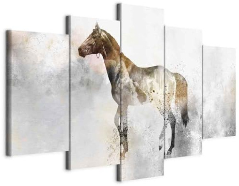 murando - Akustikbild Tier 5 tlg - Bilder Akustikschaum Schallschutz Wand Deko Kunst Akustikpaneele Wandpaneele Schalldämmung Wandbild Schallabsorber Akustikplatten Pferd Abstrakt g-C-0259-b-m