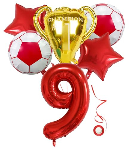 Jxuzh Fußball- und Geburtstagsdekoration für Kinder, Partyzubehör, Luftballons, 9. Geburtstag, Jugend