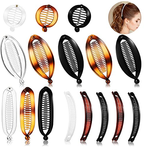 VEGCOO 16 Stück Bananen Clip Set Bananenspange Bananen Fischschwanz Haarspange Fischschwanz Weibliche Haarnadel Pferdeschwanz Festes Dünnes Haar