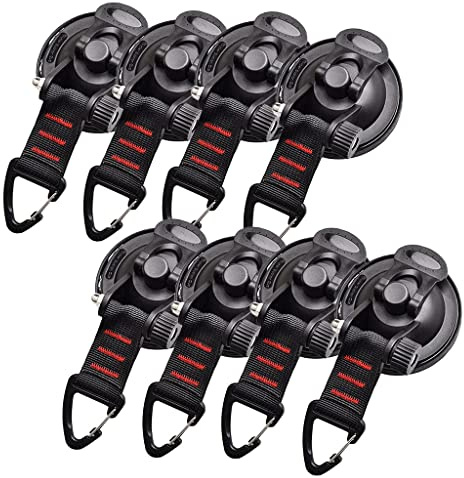 MaxAwe 8 STK Saugnapf Anker mit Befestigung Haken Festbinden, Multifunktionaler Saugnäpfe Haken Ankerwerkzeug für Auto Seitige Markisen Zelte Camping Planen (8 STK)