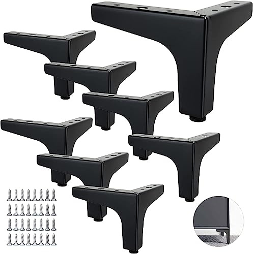 SENENQU Piedini per Mobili Metallo Neri 10 cm Set 8