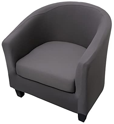 Highdi 2 Pezzi Copripoltrona 1 Posto Chesterfield Elasticizzato, Poltrona Club da Cocktail Antiscivolo Rimovibile Tub Chair Copripoltrona per Camera da Letto Bar (tinta unita - grigio scuro)