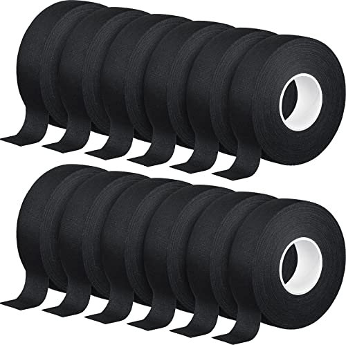 Leelosp 12 6/12 Roll Hockey Tape Each 1 Inch x 63 ft Multipurpose Bat Cloth Tape Athletic Accessories Blade and Handle Hockey Stick Accessories for Lacrosse Baseball Bat Gifts (Black)