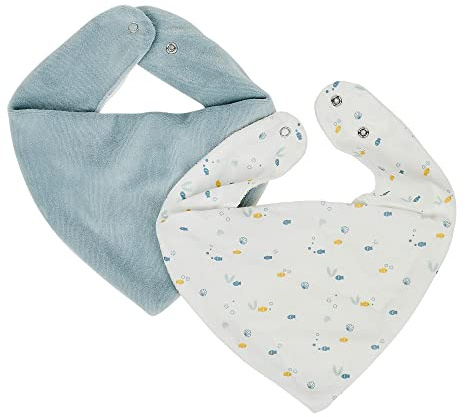 Nattou 2er Set Bandana-Lätzchen, Mit Druckknopf-Verschluss, 30 cm, Baumwolle und Polyester (Velours/Frottee), Romeo, Jules und Sally, Bunt