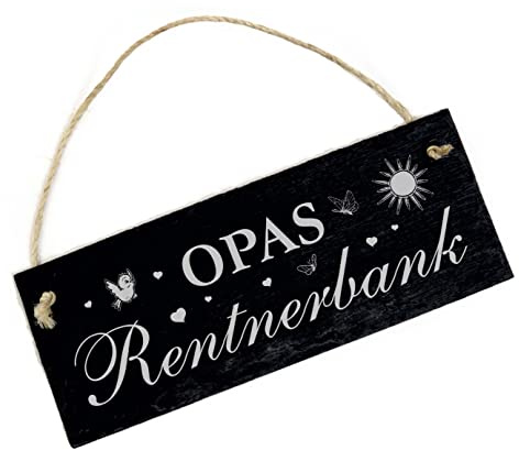Opas Rentnerbank Schild Schiefer Gravur - Opa - Dekoschild Rente Gartenbank Rentner 22 x 8 cm