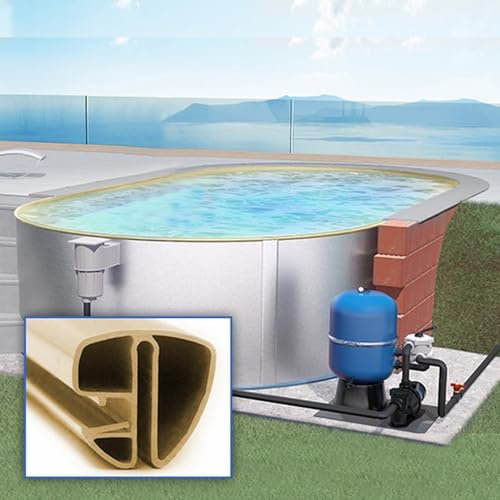 SAXONICA Oval Pool 800 x 400 x 150 cm I Starter Set I Poolfolie Sandfarben 0,8 mm I Filteranlage I Spezial Handlauf I 8 x 4 x 1,5 m