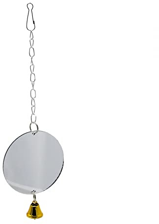 MiOYOOW Vogelspiegel, Acryl Papageienspiegel mit Seilstange und Glocke Hängend Sittich Spiegel Spielzeug für Wellensittiche Ittiche Papageien Nymphensittiche