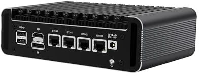 HUNSN Micro Firewall Appliance, Mini PC, VPN, Router PC, Intel Alder Lake-N 12th Gen N100, RJ36, GPIO, TF Slot, HDMI, DP, 4 x 2.5GbE I226-V, Barebone, NO RAM, NO Storage, NO System