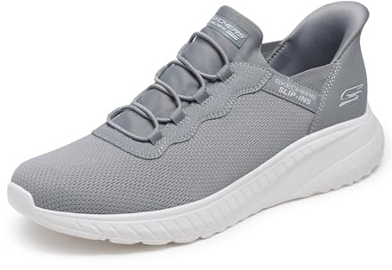 Skechers Homme Bobs Squad Chaos Daily Hype Basket, Gris Tricot, 41 EU