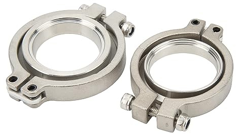 Set di Morsetti a Banda V 44 Mm, KIMISS Morsetti di Scarico in Acciaio Inossidabile Kit di Riparazione della Flangia di Ingresso Kit di Morsetti a Flangia a Banda V Argento