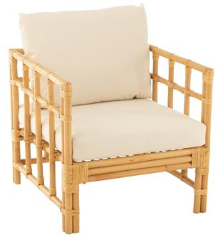 J-Line ARMLEHNSTUHL Elise+Kissen Rattan/Textil NATURELL/WEIß