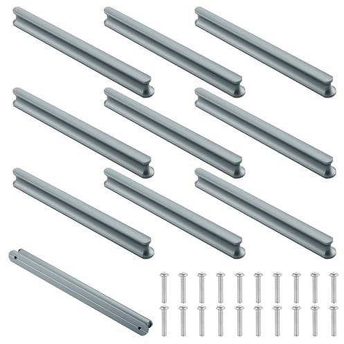 Mynoozi 10 Stück 180mm Long (160mm Lochabstand) Möbelgriffe, Griffe für Küchenschränke, Schrankgriffe Türgriffe Küche Stangengriff Schubladengriffe für Schrank, Möbel, Küche, Schublade (Grau)