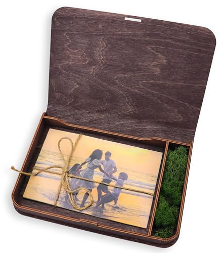 woodmanucom Foto Aufbewahrungsbox mit Deckel Gravur, Holzkiste Fotokiste, Holzbox Geschenkbox, Box für Fotos, Fotoalbum-Box Aufbewahrungsbox Holz Personalisiert (13x18, Palisander)
