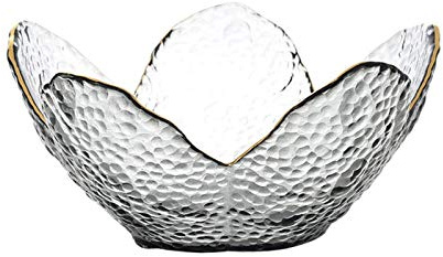 OQ Cuencos de Frutas de Cocina, decoración del hogar, con Incrustaciones Doradas, Cuencos de Frutas secas, Cristal Decorativo, frutero, Cuenco de Postre, ensaladera, Cuenco de aperiti