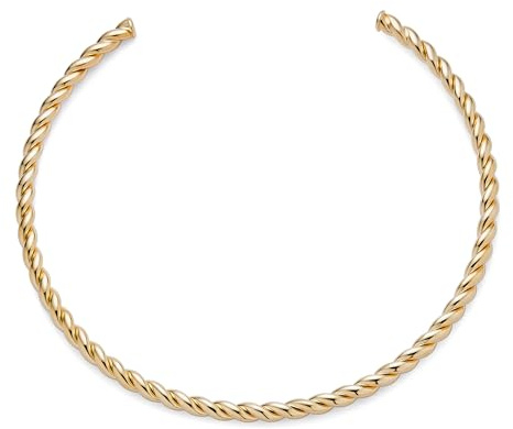Bling Jewelry Collier Ras Du Cou En Torsade De Câble Traditionnel Pour Femmes Et Adolescentes, Plaqué Or Jaune Poli 14 Carats