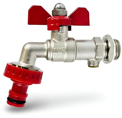 Wärmer System Robinet de jardin extérieur avec clapet anti-retour, robinet de jardin 1,27 cm, robinet double sortie (robinet de jardin papillon avec connecteur de tuyau)