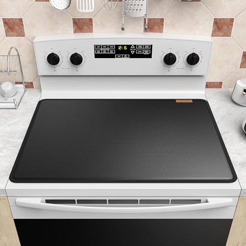 VIESEMBO Thicken Stove Covers, 29.5x21 Inch Heat Resistant Mat for Glass Stove Top Protector, Kitchen Induction Cooktop Flat Protector