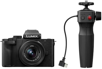 Panasonic Lumix DC-G100DVEBK Micro Four-Thirds Mirrorless Camera with Lumix G Vario 12-32mm F3.5-5.6 Lens & DMW-SHGR2 Tripod Grip, 20.3MP, 4K 30p/FHD 60 Video, Vlogging Camera, USB-C Charging, Black