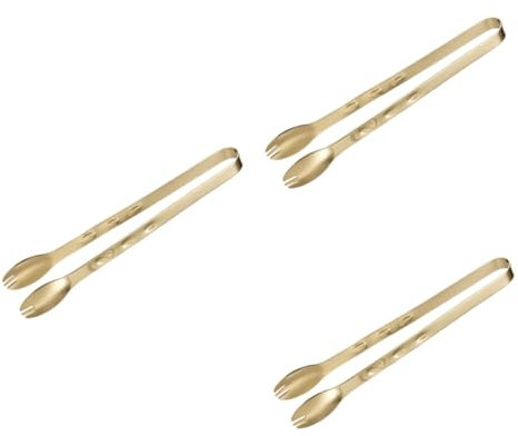 Ciieeo 3pcs Stainless Steel Reusable Ice Cube Tongs Compact Portable for Picnic Outdoor Activities