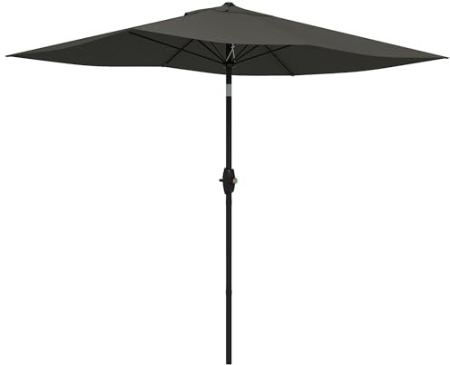 Outsunny Parasol de jardin Parasol droit Parasol rectangulaire inclinable 2 x 3 m avec manivelle toile polyester imperméabilisée haute densité 180 g/m² gris foncé