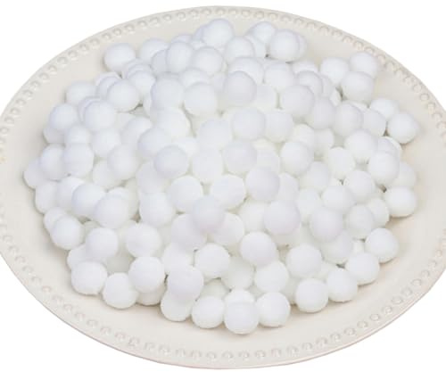 500 Stück Pompons zum Basteln, Weiß Pompoms, 15 mm Klein Flauschige Pompom Bälle für DIY Kreative Handwerk Dekoration (Weiß-1.5 cm)