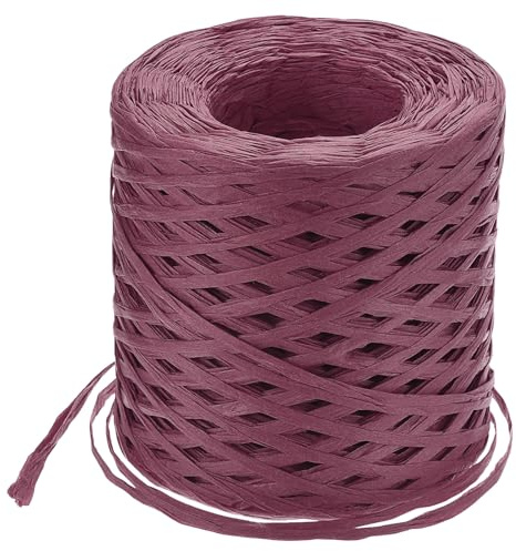 QUARKZMAN Cinta de Artesanía de Papel de Rafia 1/4 Pulgada 218 Yardas Cordel de Rafia para Envolver Navidad Regalos Manualidades DIY Rojo Vino
