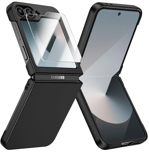 Doeshine Funda para Samsung Galaxy Z Flip 7 FE/Z Flip 6 Ultra Delgada, [Protector de Pantalla Incorporado], Dura PC, Anti-Arañazos Antigolpes Protectora Carcasa para Z Flip 7 FE/Z Flip 6 5G (Negro)