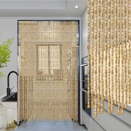 LRYELWA Bambusvorhang Türvorhang Hängender Perlenvorhang Fadengardine für Ihre Balkon,Terrassen,Wohnzimmer,als Raumteiler oder Dekoration,Anpassbar,Breite x Höhe (121 Strands 120cm x 200cm)