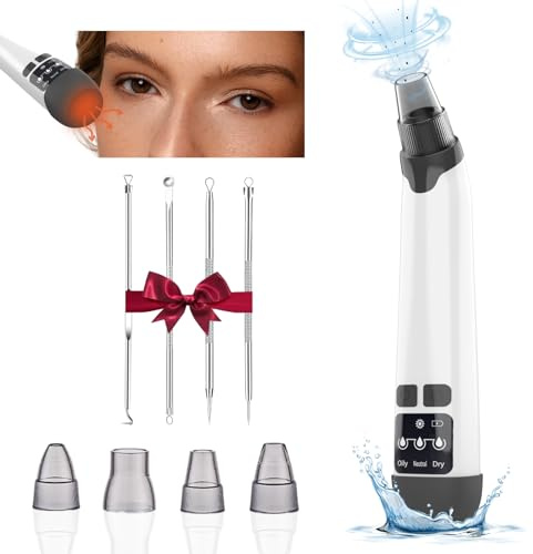 Blackhead Remover Vacuum - Black Head Remover for Face,Blackhead Extractor Tool with 3 Adjustable Suction Levels,4 Probes,USB Interface Type Pore Vacuum,Suitable for Women and Men (White)
