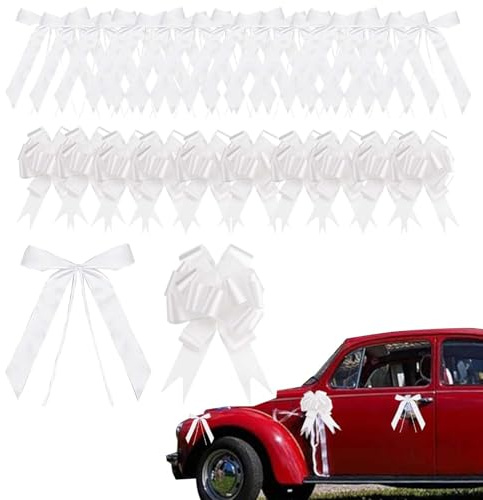 WISIRENT 80 Geschenkschleife, 50 Stück Hochzeit Autoschleifen 30 Stück White Bow, Ribbon Flowers Bows Hochzeitsschleifen fürs Auto, für Auto Hochzeit Deko Tischdeko Zimmerdeko Besondere Anlässe Feste