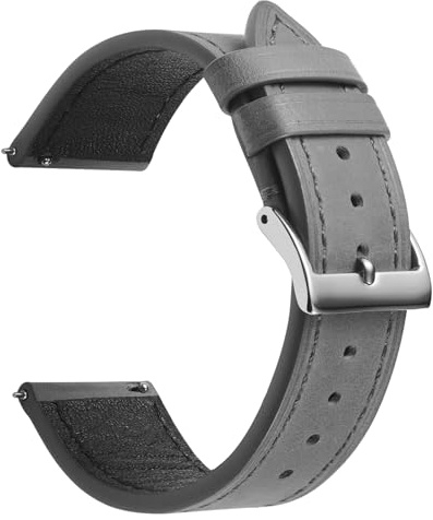 TODYSTRAP Uhrenarmband 20mm Leder, Schwarz Uhrenarmbänder für Herren, Ersatz Weiche Uhrenarmbänder, Smartwatch Armband mit Schließe Edelstahl, 18mm 20mm 22mm 24mm