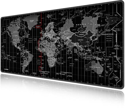 LL-COEUR Weltkarte Große Mousepad mit Vernähte Kanten 700x300x3mm Erweitertes Mauspad Tastaturunterlage Large Tischunterlage mit rutschfeste Gummibasis XXXL