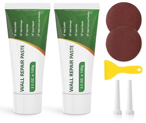 DEWEL 200g Spachtelmasse Weiß Innen, Wandausbesserungs Paste, Wandreparatur Creme, Wand Reparaturspachtel Set, Schnell für die Reparatur von Wandkratzern, Nagellöchern, Rissen, Graffiti