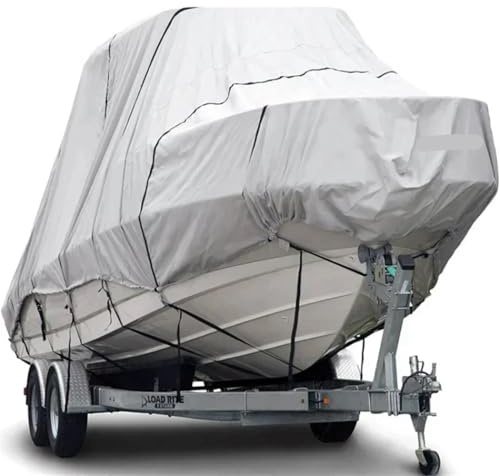 LPHFDCS Bootsabdeckung 22-24ft T-Top Boot Abdeckung 190D oder 210D Polyester passend for 13'6 Länge bis 96 Breite wasserdichte Bootsabdeckung(600D)